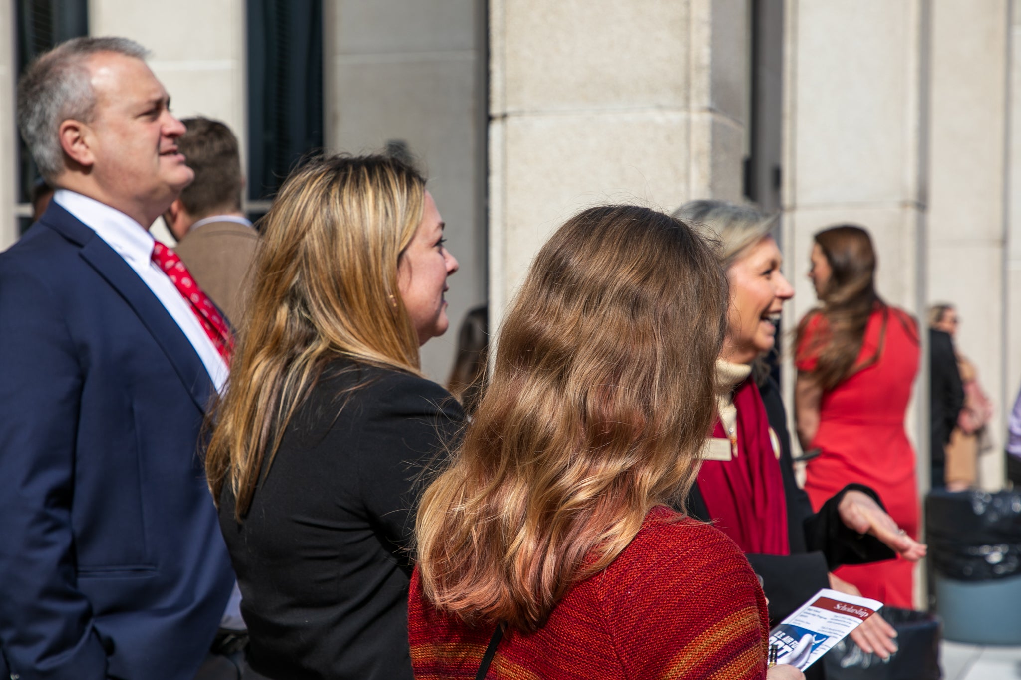 ELT observing the outside pep rally
