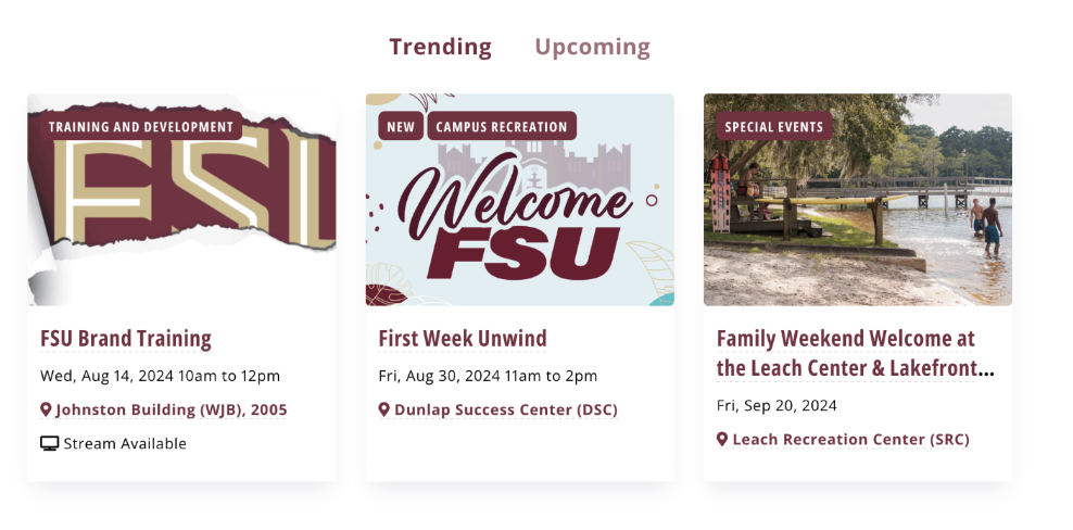 "calendar trending page"